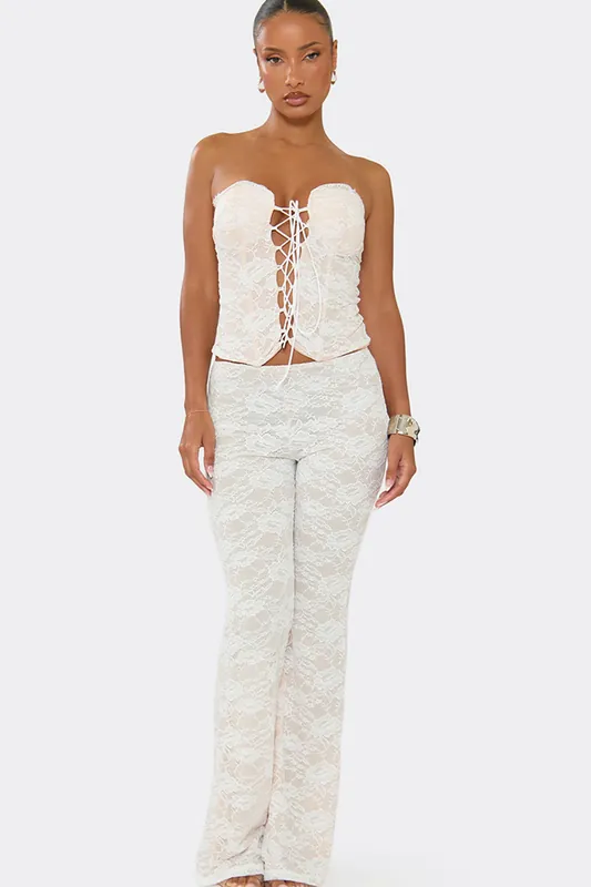Flared Lace Mid Rise Trousers - EGO