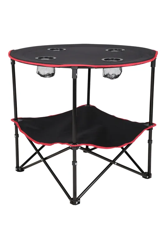 Cup Holder Design Lightweight Round Foldable Aluminium Camping Table - Mountain Warehouse