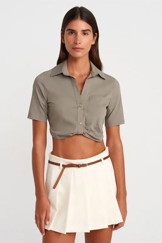 Women's Cropped Poplin Shirt - Dilvin