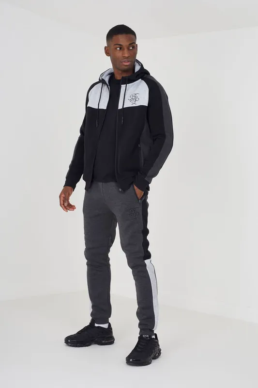 Contrast Panel High Neck Full Zip Hoody and Jogger Set - Brave Soul
