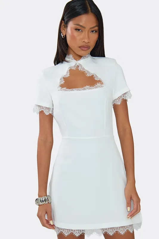 Short Sleeve Cut Out Mini Dress - EGO