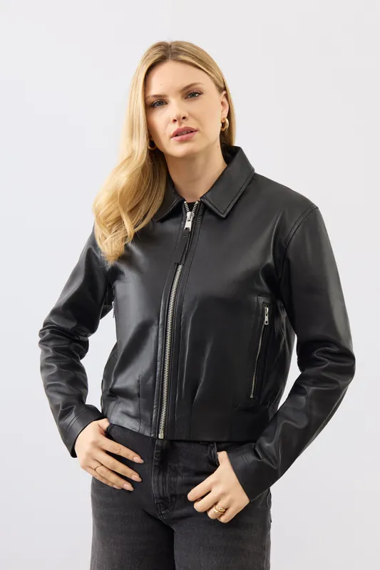 Real Leather Flora Bomber Jacket - Bolongaro Trevor
