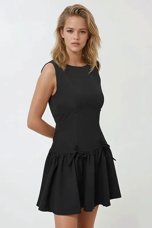 Fitted Mini Dress with Bow Details - Hiccup