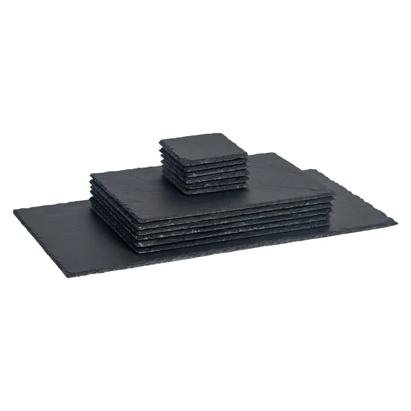 13pc Rectangle Slate Placemats & Coasters Set - Natural Table Mats