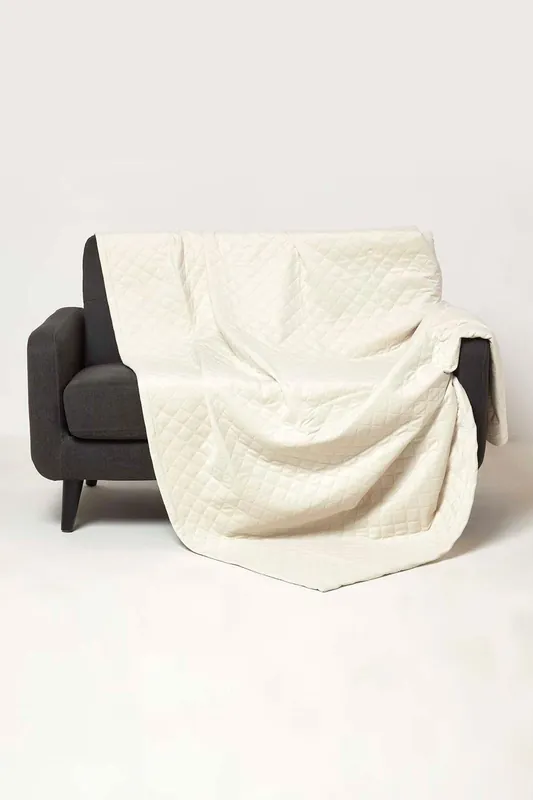 Diamond Quilted Velvet Throw - Homescapes