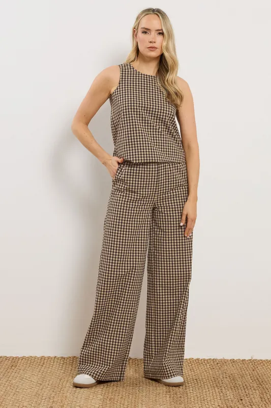 Tall Gingham Wide Leg Trousers - Long Tall Sally