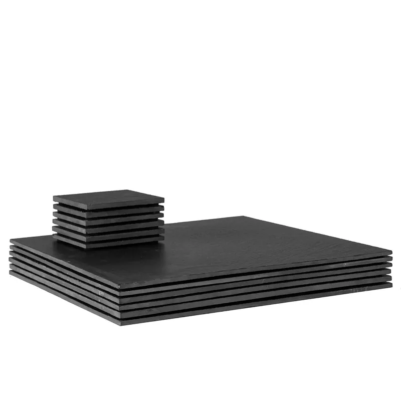 12 Piece Linea Square Slate Placemats & Coasters Set 10cm - Argon Tableware