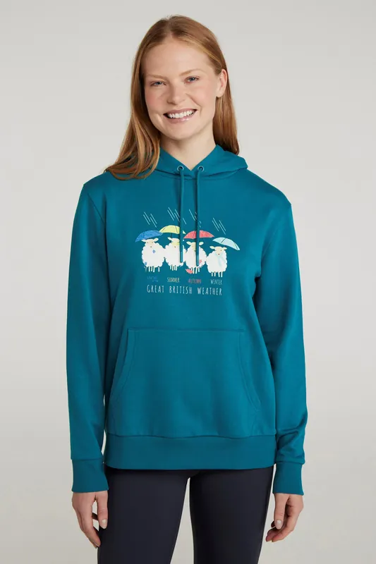 Printed Great British Weather Kangaroo Pocket Regular Fit Hoodie - Mountain Warehouse