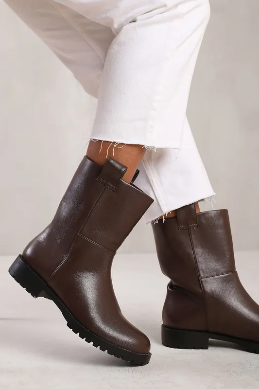 Winter' Wide Fit Mid Calf Boot With Stitching Detail - Where's That From
