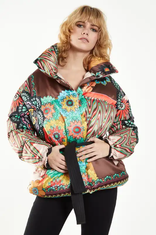 Padded Wrap Oversized Coat with Tie Belt - Shnoo