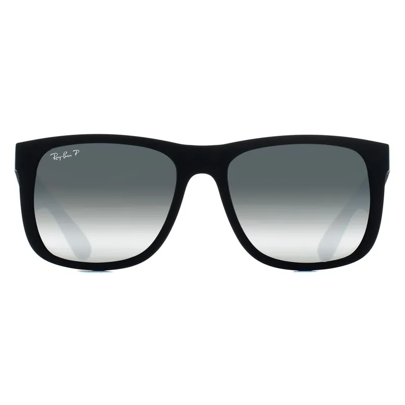 Rectangle Rubber Black Silver Mirror Polarized RB4165 Justin - Ray-Ban