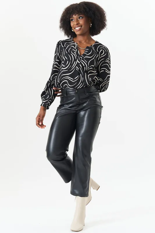 Black abstract pattern Woven Top - Gini London