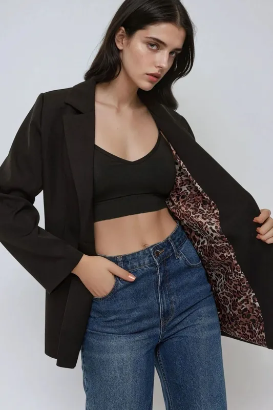 Leopard Lining Blazer Jacket - Hiccup