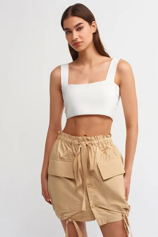 High-Waist Mini Cargo Skirt