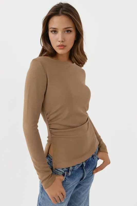 Ruched Long Sleeve Top - Hiccup