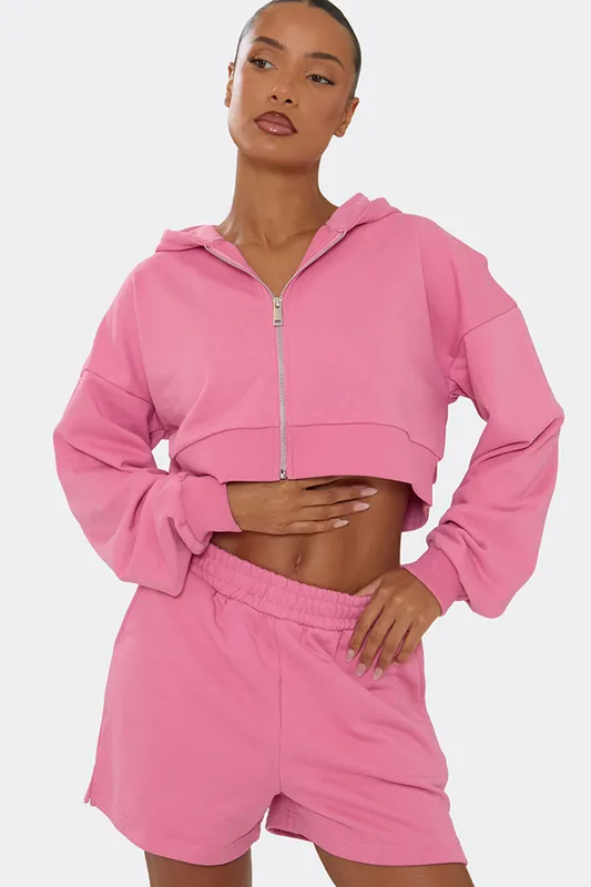 Long Sleeve Zip Crop Hoodie - EGO