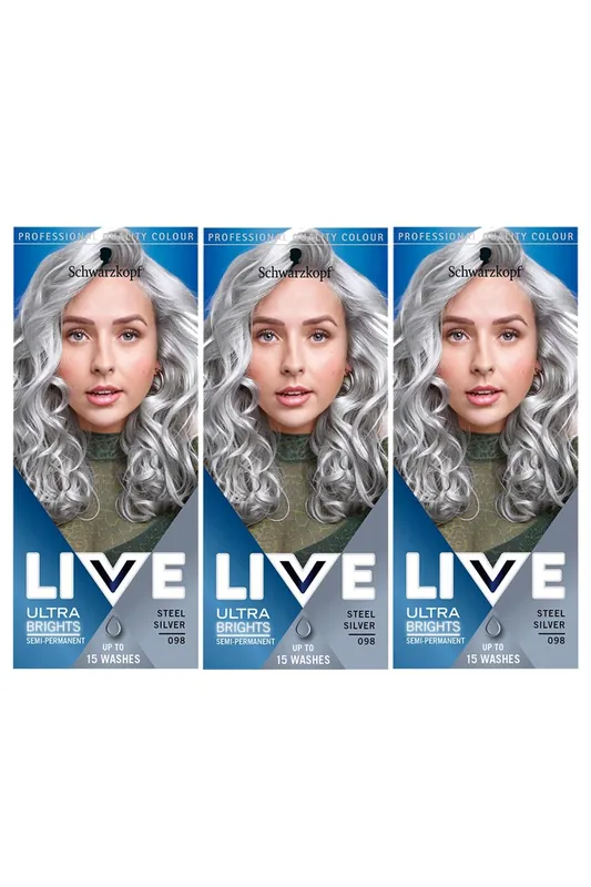Live Steel Silver 'Hair Colour' 098 Semi-Permanent 3 Pack