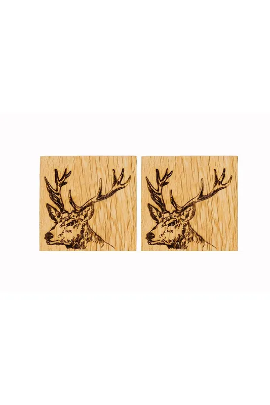 2 Oak Coasters - Stag