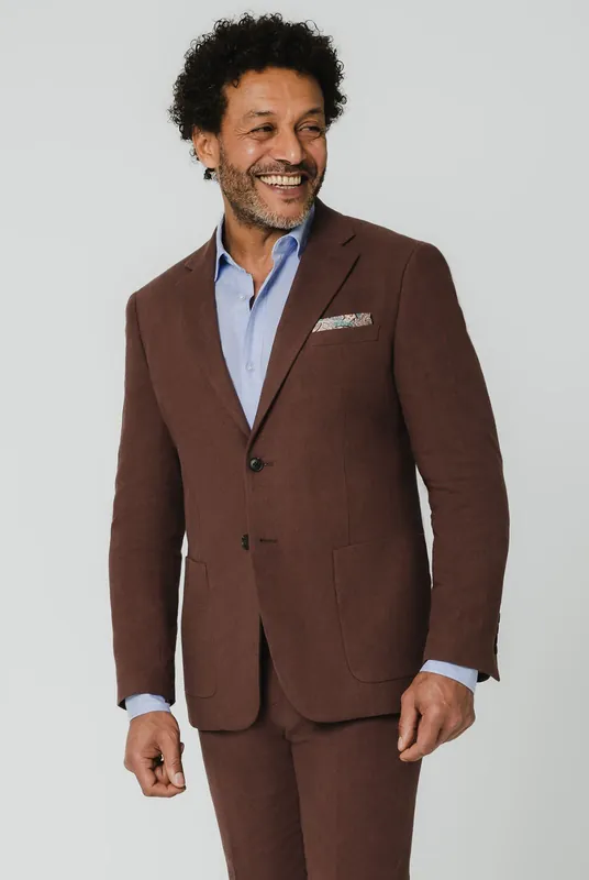 Mocha Linen 2 Piece Suit - Dobell
