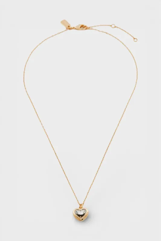 Gold Tone Embellished Heart Necklace - Coach