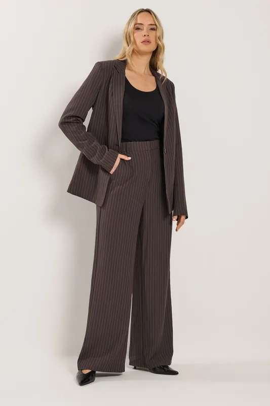 Tall Pinstripe Wide Leg Trousers - Long Tall Sally