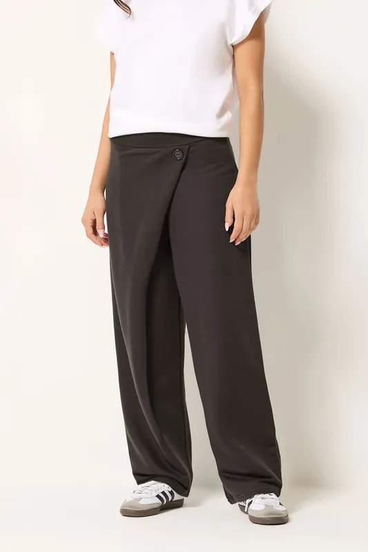 Petite Wrap Wide Leg Trousers - PixieGirl