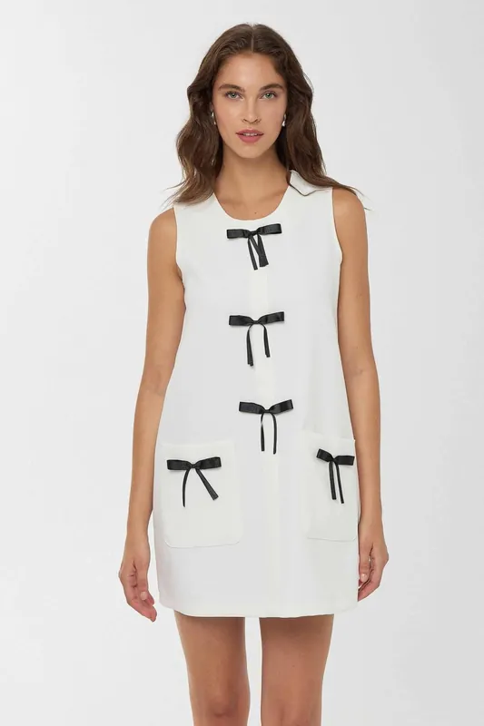 Bow Detailed Mini Dress - Hiccup