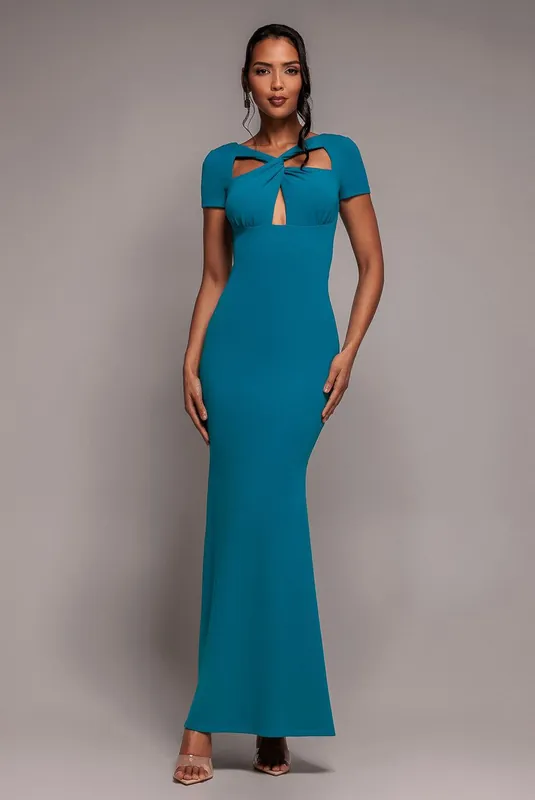 Scuba Crepe Twist Cutout Maxi Dress - Goddiva