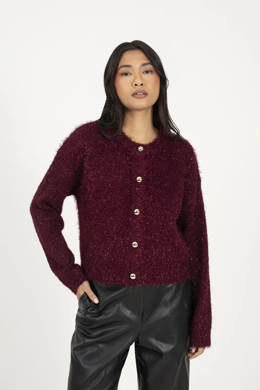 Fluffy Tinsel Knit Cardigan - Brave Soul