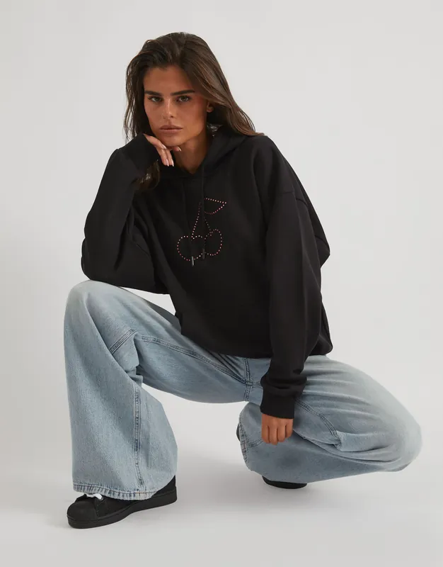 Rhinestone Cherry Hoodie - SKINNYDIP