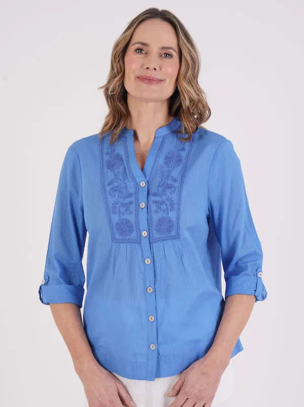 Embroidered Stitch Detail Blouse - Tigi