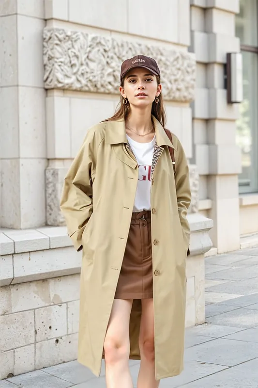 Long Single Breasted Trench Coat - MODISHION