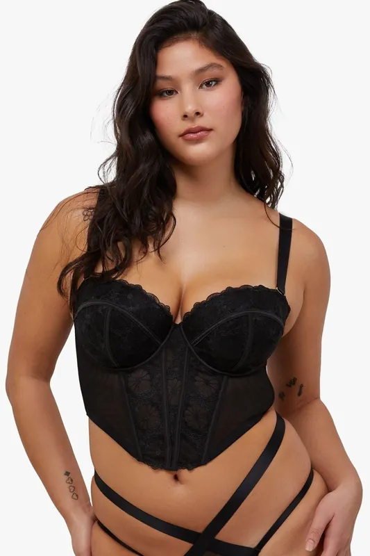 Daisy Embroidery Strapless Bustier - Wolf & Whistle
