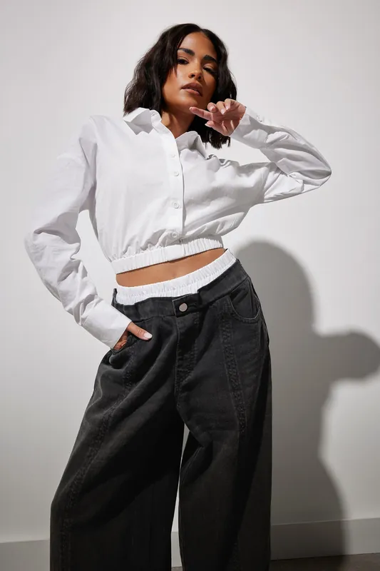 Petite Elasticated Hem Shirt - PixieGirl