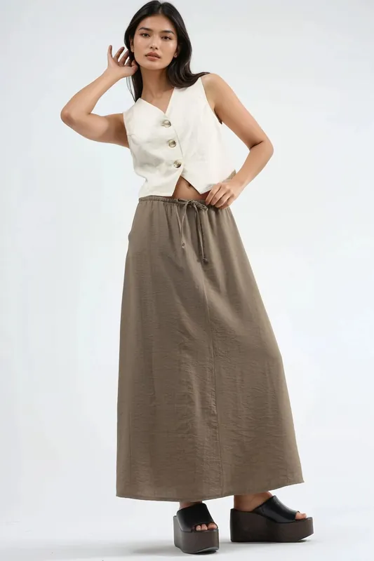 High Waist A-Line Maxi Skirt