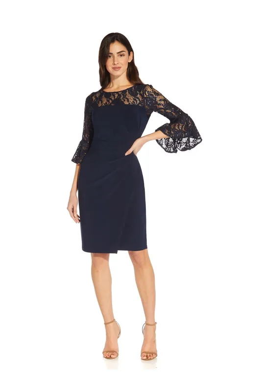 Bell Sleeve Jersey Drape Dress - Adrianna Papell