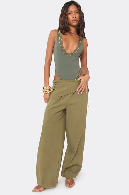 Wide Leg Low Rise Trousers - EGO