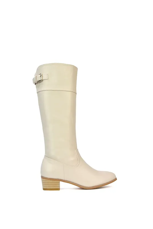 Caiden' Knee High Boots Low Heel Western Style - XY London