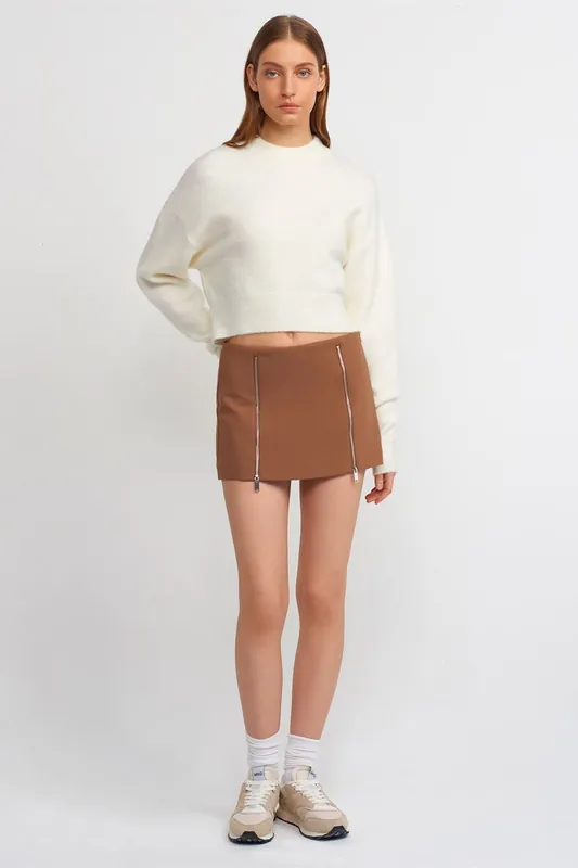 Mini Straight Skirt With Zipper - Dilvin