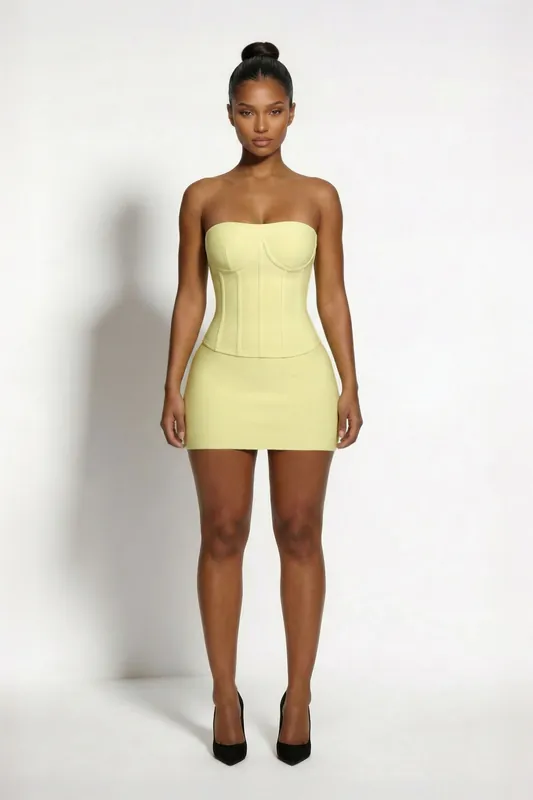 The Samira Low-Rise Bandage Mini Skirt - Yellow