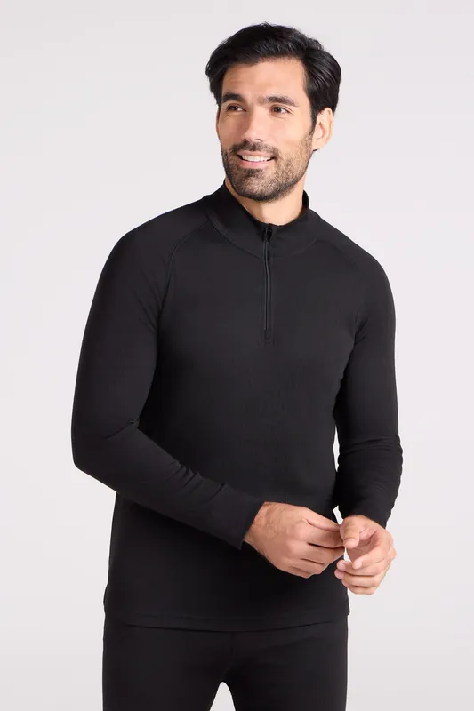 Talus' Long Sleeve Soft Casual Lightweight Zip Neck Baselayer Top - Mountain Warehouse