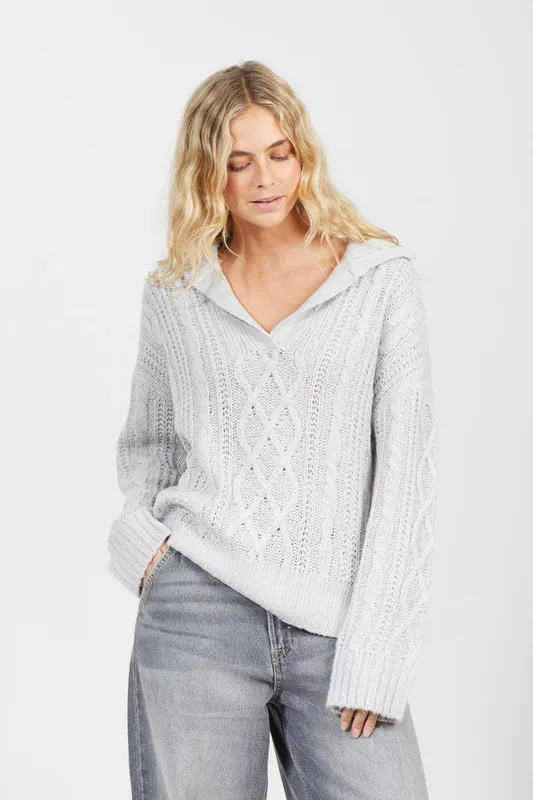V-Neck Cable Knit Jumper