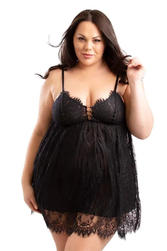 Cate Plus Size Double Layer Lace Nightie - Perfect4U