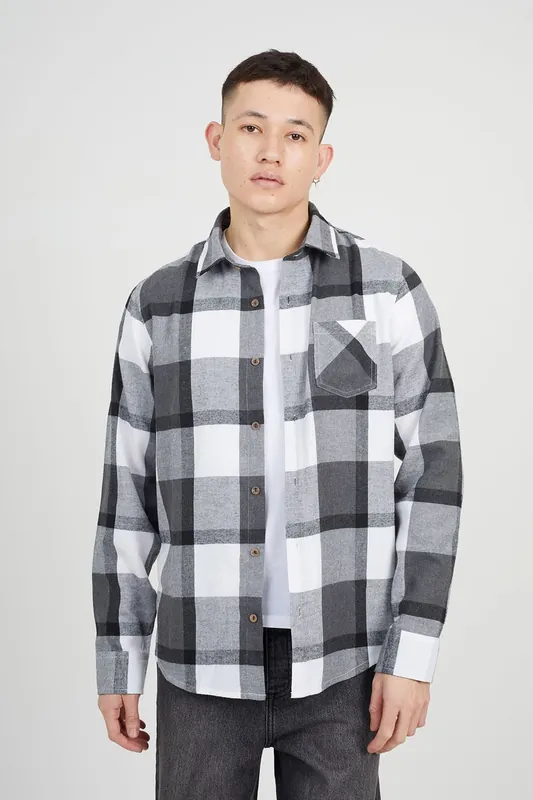 Check Cotton Flannel Long Sleeve Shirt - Brave Soul