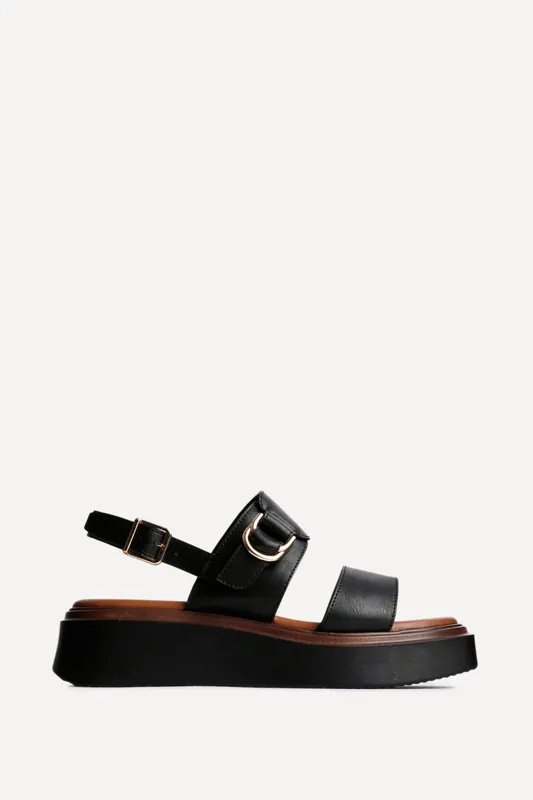 Rox Black Flatform Sandals - Linzi