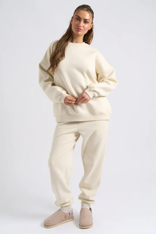 Cream Cuffed Jogger - Urban Bliss