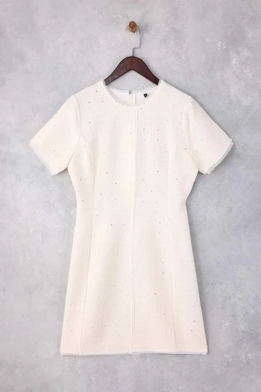 Embellished Tweed Mini Woven Dress - WOVCOR