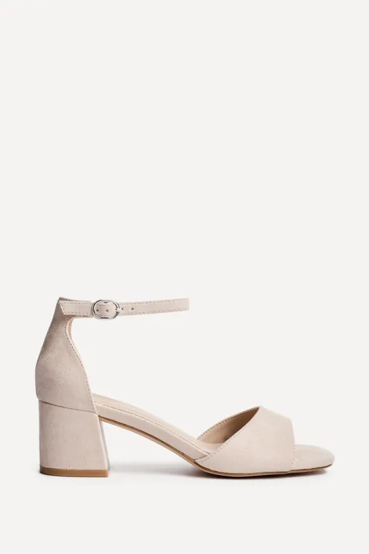 Maddie Nude Faux Suede Block Heels - Linzi