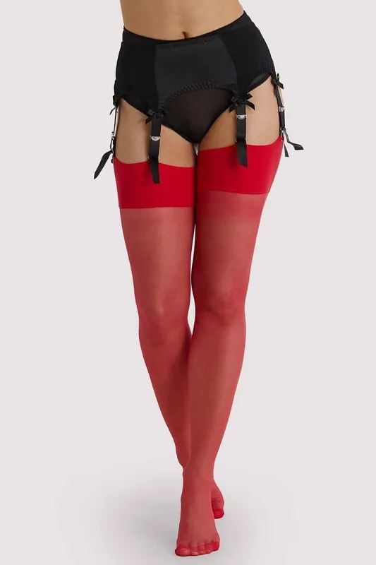 Lollipop Red Seamed Stockings - Playful Promises