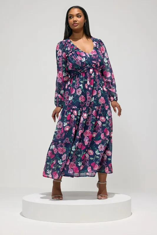 Floral Long Sleeve Maxi Dress - Yours